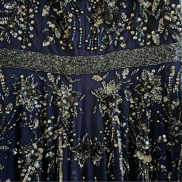 Mac Duggal 5215 Embellished V Neck Gown Midnight Navy - Picture 6 of 8